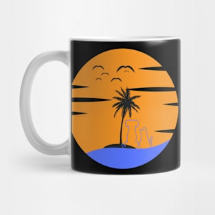 sunset with dog and cat Mug